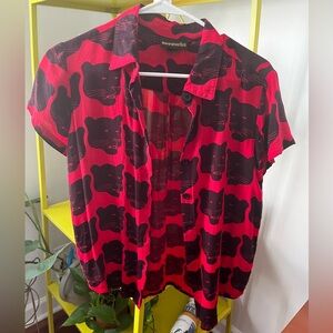 Nooworks Joyce Button Down in Panther Print